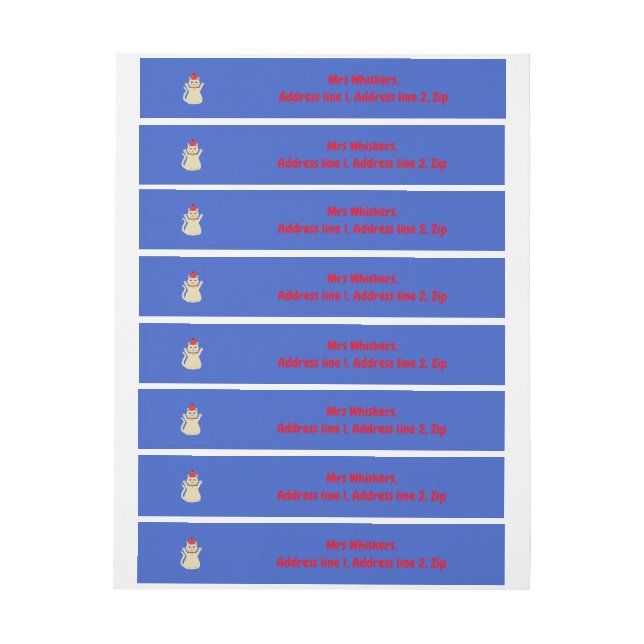 Cute Christmas Cat Custom Wraparound Address Label (Sheet)