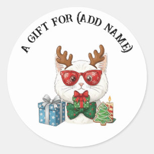 Cute Christmas Cat Gift Tag Sticker