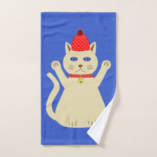 Cute Christmas Cat Hand Towel