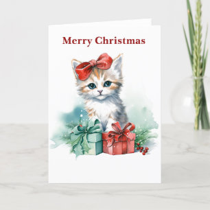 Cute Christmas Cat Holiday Card