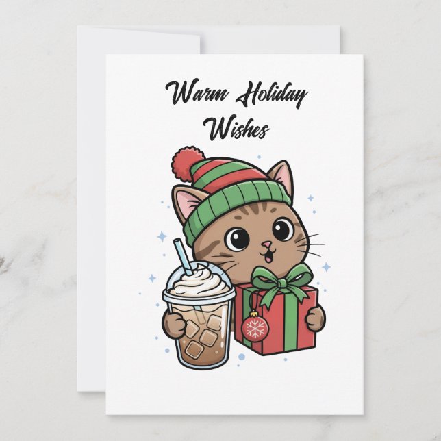Cute Christmas Cat Holiday Card (Front)