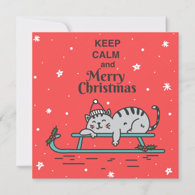 Cute Christmas Cat Holiday Card (Front)