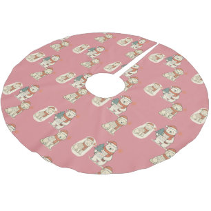 Cute Christmas Cat • Holiday Kitty in Sweater Brushed Polyester Tree Skirt