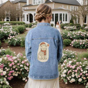 Cute Christmas Cat • Holiday Kitty in Sweater Denim Jacket