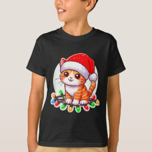 Cute Christmas Cat In Santa Hat T-Shirt
