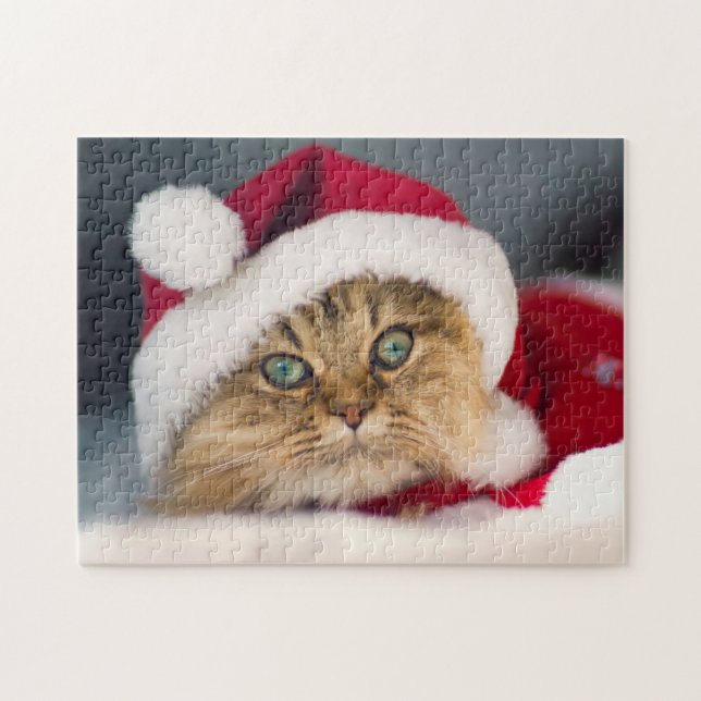 Cute Christmas cat lying Jigsaw Puzzle (Horizontal)