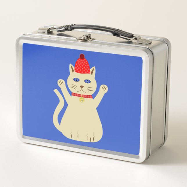 Cute Christmas Cat Metal Lunch Box (Front)