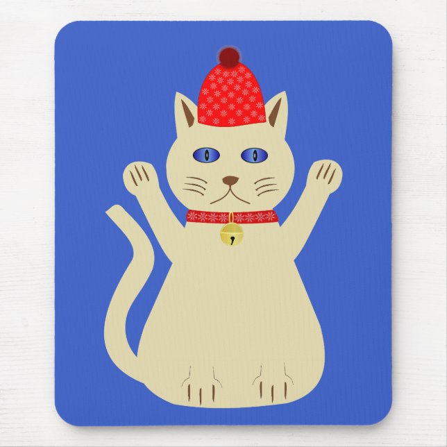 Cute Christmas Cat Mouse Mat (Front)