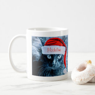 Cute Christmas Cat Mug, Personalised Coffee Mug
