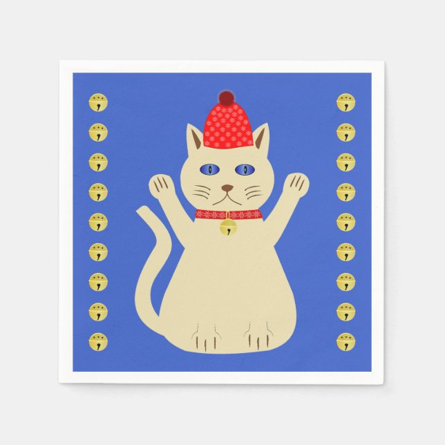 Cute Christmas Cat Napkin (Front)