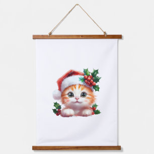 Cute Christmas Cat Ornament - Festive Holiday Gift Hanging Tapestry