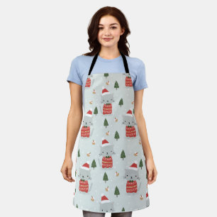 Cute Christmas Cat Pattern – Festive Holiday  Apron