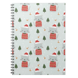 Cute Christmas Cat Pattern – Festive Holiday  Notebook