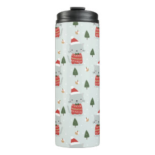 Cute Christmas Cat Pattern – Festive Holiday  Thermal Tumbler