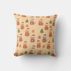 Cute Christmas Cat Pattern – Kawaii Festive Cats & Cushion