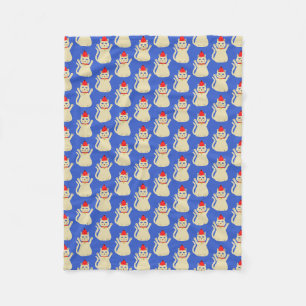 Cute Christmas Cat Patterned Fleece Blanket