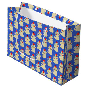 Cute Christmas Cat Patterned Large Gift Bag