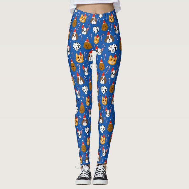 Cute Christmas Cat Patterned Leggings (Front)