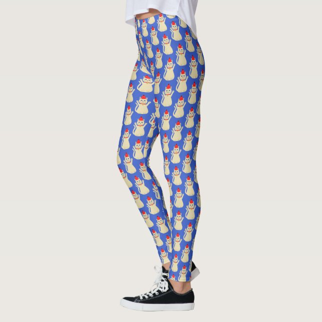 Cute Christmas Cat Patterned Leggings (Left)