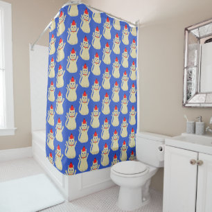 Cute Christmas Cat Patterned Shower Curtain