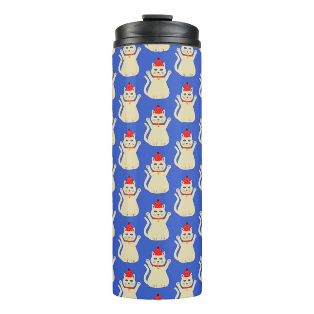 Cute Christmas Cat Patterned Thermal Tumbler (Front)