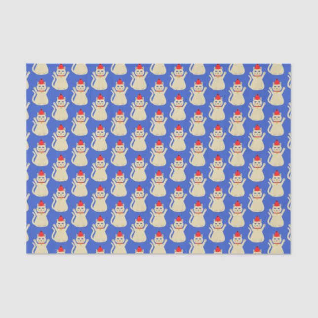 Cute Christmas Cat Patterned Tissue Paper (Front)