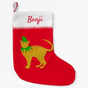 Cute Christmas Cat Personalised Pet Small Christmas Stocking