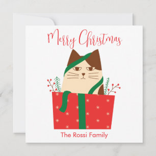 Cute Christmas Cat Personalized Family Mug Invitation