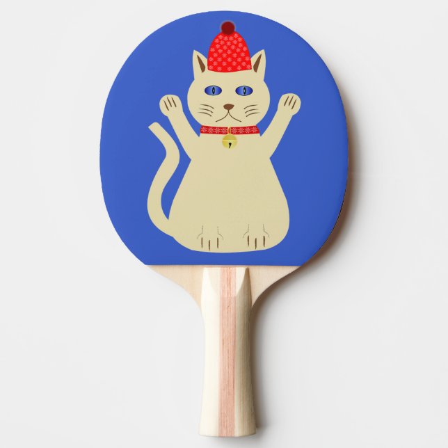 Cute Christmas Cat Ping Pong Paddle (Front)