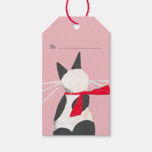 Cute Christmas Cat pink Holiday  Gift Tags
