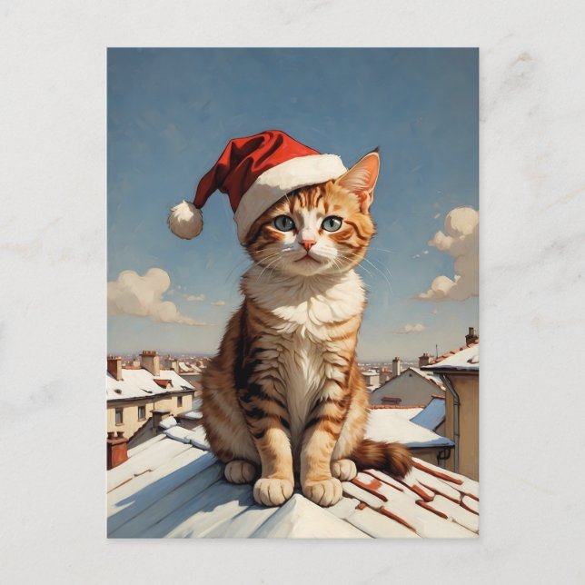 cute christmas cat postcard (Front)