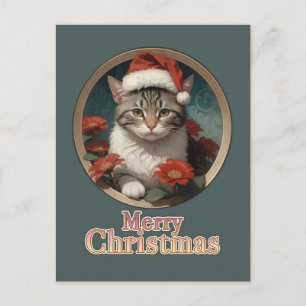 cute christmas cat postcard