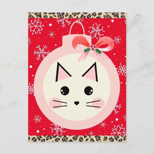 Cute Christmas Cat Postcard (Front)