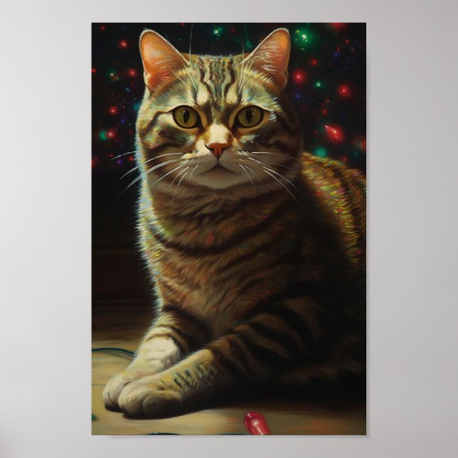 Cute Christmas Cat Poster (Front)