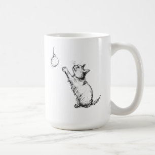 Cute Christmas Cat Reaching for Ornament Coffee Mug
