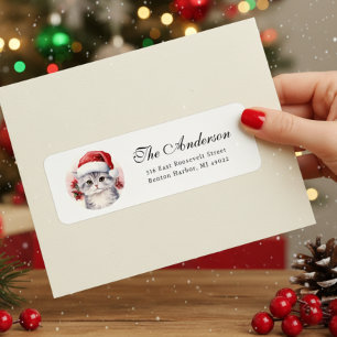 Cute Christmas Cat Return Address 