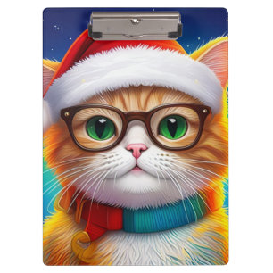 Cute Christmas Cat Santa Claus-68265 Clipboard
