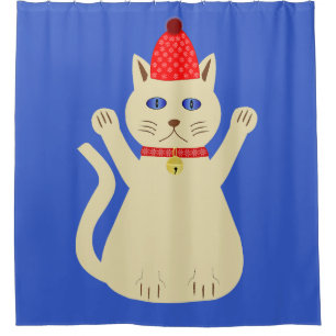 Cute Christmas Cat Shower Curtain