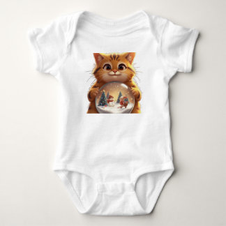 Cute Christmas Cat Snow Globe Baby Jersey Bodysuit