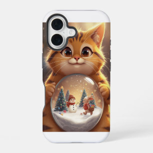 Cute Christmas Cat Snow Globe iPhone Case