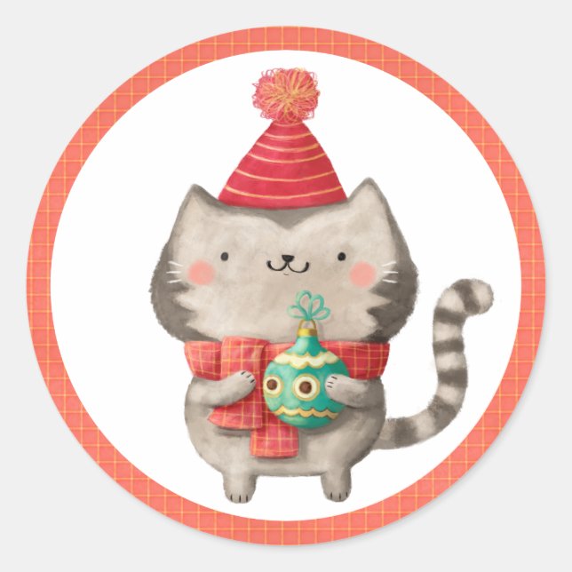 Cute Christmas Cat Stickers (Front)