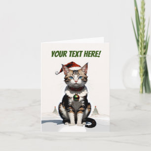 cute christmas cat thank you card