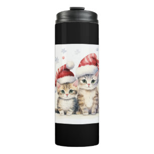 Cute Christmas Cat   Thermal Tumbler