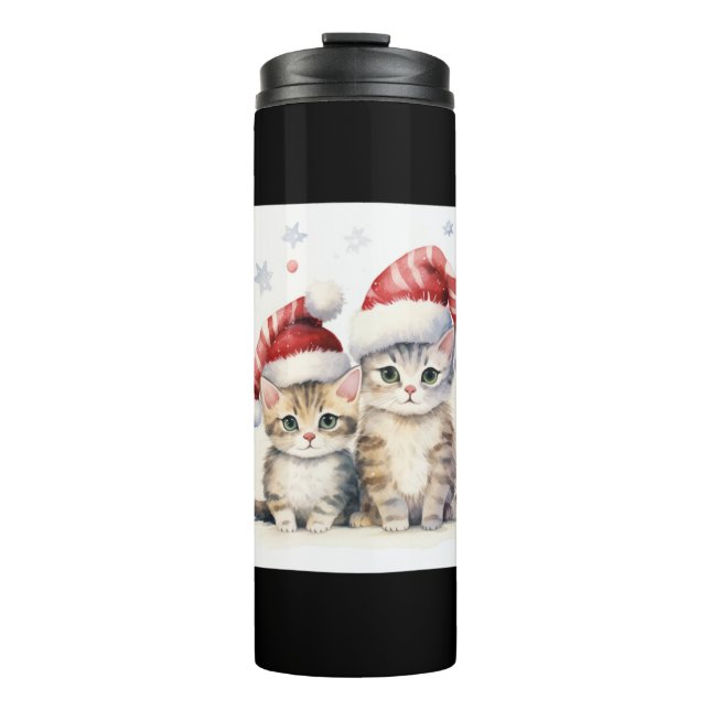 Cute Christmas Cat   Thermal Tumbler (Front)