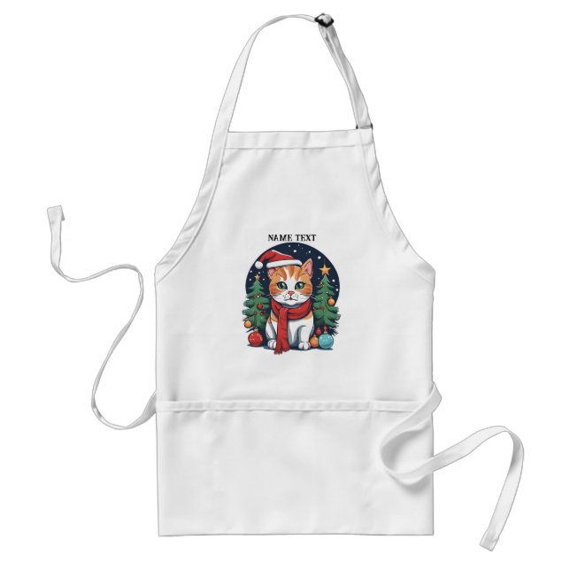 Cute Christmas Cat with Trees Festive  Standard Apron (Front)