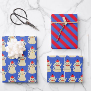 Cute Christmas Cat Wrapping Paper Sheet