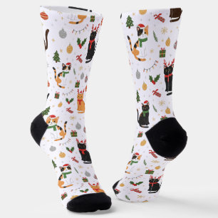 Cute Christmas Cats and Holiday Decorations  Socks