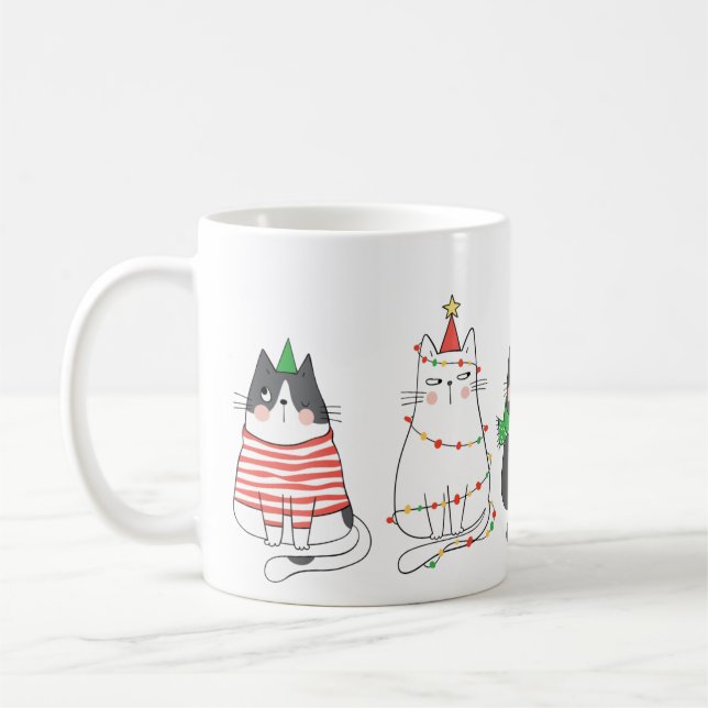 Cute Christmas Cats Coffee Mug (Left)