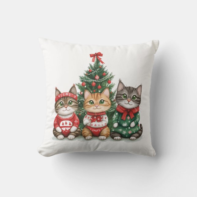 Cute Christmas Cats Cushion (Front)