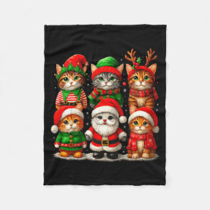 Cute Christmas Cats Fleece Blanket